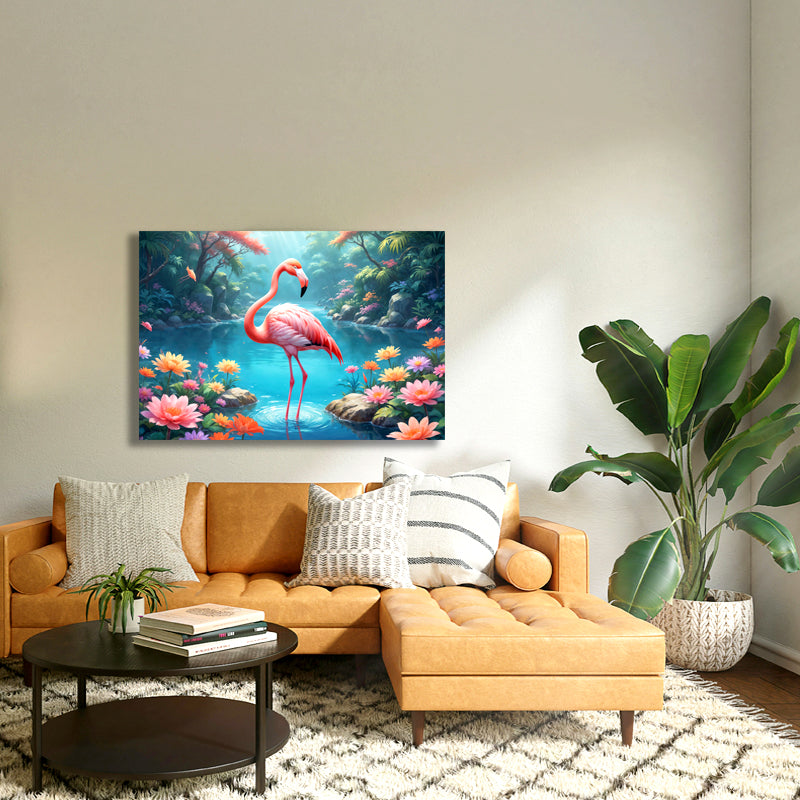 Graceful Elegance: Pink Swan Canvas Painting