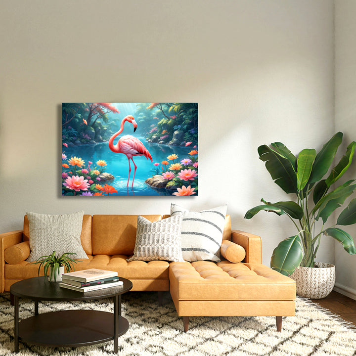 Graceful Elegance: Pink Swan Canvas Painting