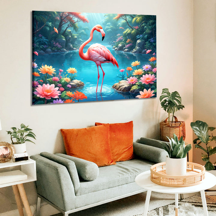 Graceful Elegance: Pink Swan Canvas Painting