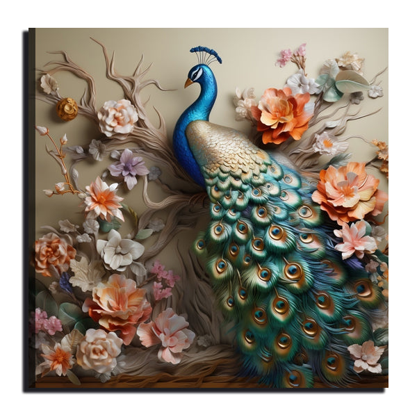 Majestic Beauty: The Peacock Canvas Painting