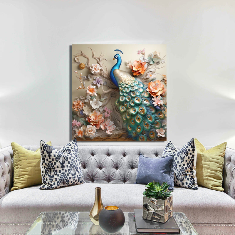 Majestic Beauty: The Peacock Canvas Painting